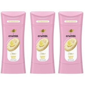 BUNDLE OF 3 Dove Crumbl Deodorant Stick Lemon Glaze Aluminum Free 2.6 OZ THREE